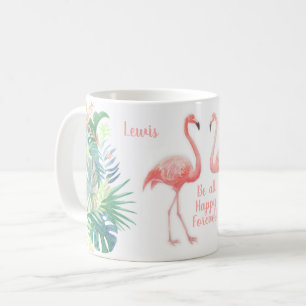 Schöne Märchen für zwei Flamingo Tropical Blume Kaffeetasse