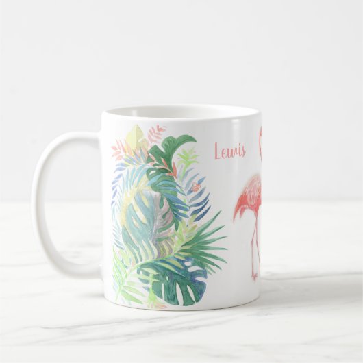 Schöne Märchen für zwei Flamingo Tropical Blume Kaffeetasse (Links)