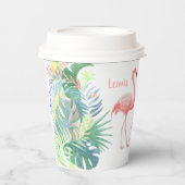Schöne Märchen für zwei Flamingo Tropical Blume Pappbecher (Vorderseite)