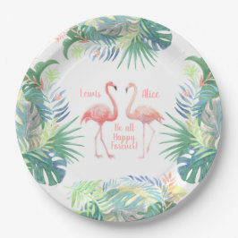 Schöne Märchen für zwei Flamingo Tropical Blume Pappteller