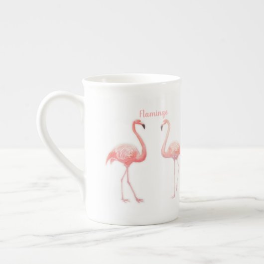 Schöne Märchen für zwei Flamingo Tropical Blume Porzellantasse (Links)