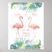 Schöne Märchen für zwei Flamingo Tropical Blume Poster (Vorne)