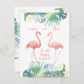 Schöne Märchen für zwei Flamingo Tropical Blume Postkarte (Vorne/Hinten)