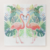 Schöne Märchen für zwei Flamingo Tropical Blume Puzzle (Vertikal)
