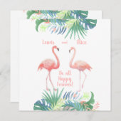 Schöne Märchen für zwei Flamingo Tropical Blume Save The Date (Vorne/Hinten)
