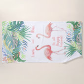 Schöne Märchen für zwei Flamingo Tropical Blume Strandtuch (Vorderseite)