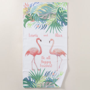 Schöne Märchen für zwei Flamingo Tropical Blume Strandtuch