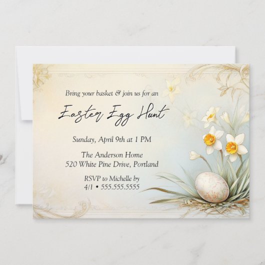 Schöne Märchen horizontale Osterei Jagd Einladung (Vorderseite)