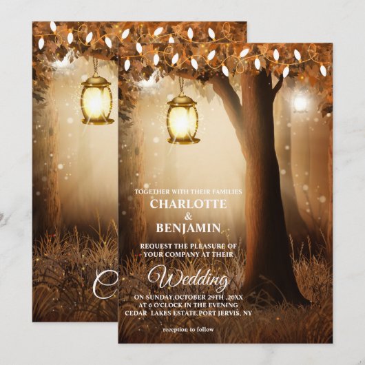 Schöne märchenhafte Waldhochzeit Einladung (Vorne/Hinten)