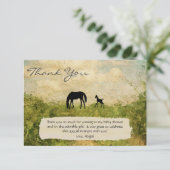 Schöne Mare and Foal Horse Baby Dusche Dankeskarte (Stehend Vorderseite)