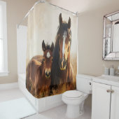 Schöne Mare- und Foal-Malerei Duschvorhang (Beispiel)