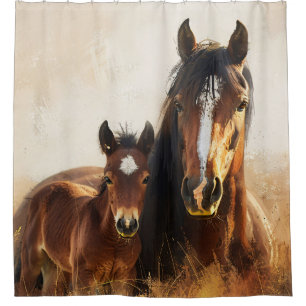 Schöne Mare- und Foal-Malerei Duschvorhang