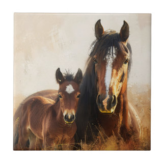 Schöne Mare- und Foal-Malerei Fliese