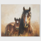 Schöne Mare- und Foal-Malerei Geschenkpapier (Flach)