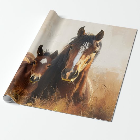 Schöne Mare- und Foal-Malerei Geschenkpapier (Ungerollt)