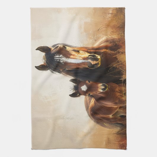 Schöne Mare- und Foal-Malerei Geschirrtuch (Vertikal)