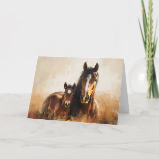 Schöne Mare- und Foal-Malerei Karte