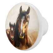 Schöne Mare- und Foal-Malerei Keramikknauf (Rechts)