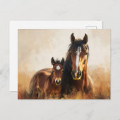 Schöne Mare- und Foal-Malerei Postkarte (Vorne/Hinten)