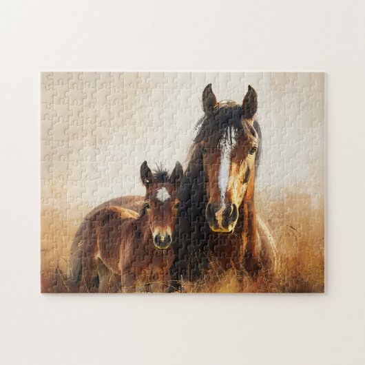 Schöne Mare- und Foal-Malerei Puzzle (Horizontal)