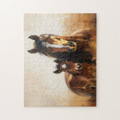 Schöne Mare- und Foal-Malerei Puzzle (Vertikal)