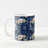 Schöne Marineblumen Personalisierte Blumenkaffee Kaffeetasse (Links)