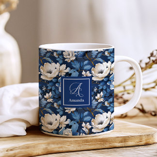 Schöne Marineblumen Personalisierte Blumenkaffee Kaffeetasse
