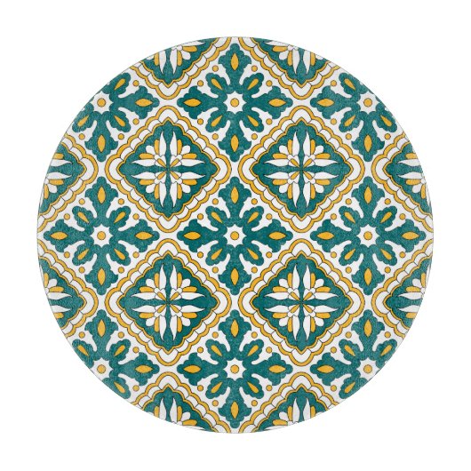 💛 💚 Schöne marokkanische Fliesen Schneidebrett (Vorderseite)