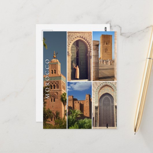Schöne marokkanische Medina-Architektur Postkarte (Vorderseite/Rückseite Beispiel)
