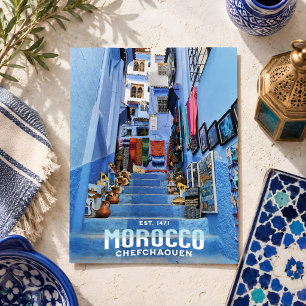 Schöne marokkanische Stadt Chefchaouen Blau Nord Postkarte