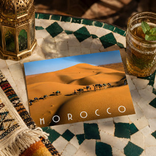 Schöne Marokko Wüsten Sahara Kamelreiten Reise Postkarte