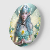 Schöne März Fairy in Daffodien Große Wanduhr (Winkel)