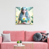 Schöne März Fairy in Daffodien Leinwanddruck (Insitu (Wohnzimmer))