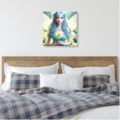 Schöne März Fairy in Daffodien Leinwanddruck (Insitu (Schlafzimmer))