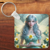 Schöne März Fairy in Daffodien Schlüsselanhänger (Vorderseite)