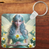 Schöne März Fairy in Daffodien Schlüsselanhänger (Rückseite)