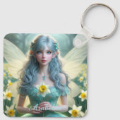 Schöne März Fairy in Daffodien Schlüsselanhänger (Rückseite)