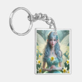 Schöne März Fairy in Daffodien Schlüsselanhänger (Vorderseite links)