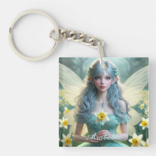 Schöne März Fairy in Daffodien Schlüsselanhänger