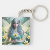 Schöne März Fairy in Daffodien Schlüsselanhänger (Rückseite)