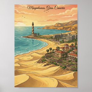 Schöne Maspalomas Gran Canaria Dünen Landschaft Poster