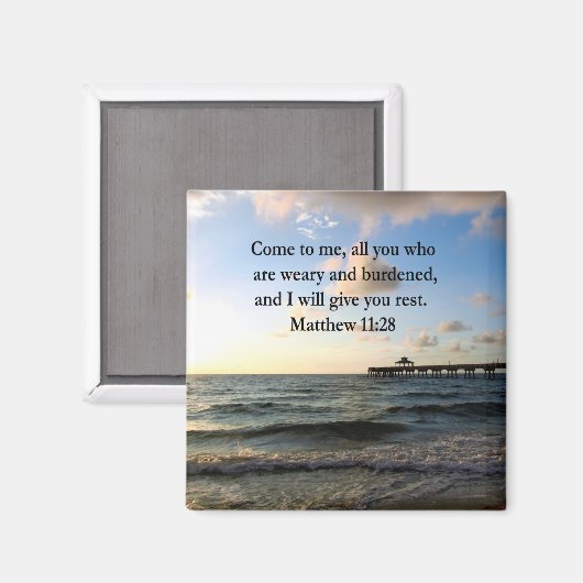 SCHÖNE MATTHEW 11:28 SCRIPTURE VERSE MAGNET (Vorderseite/Rückseite)
