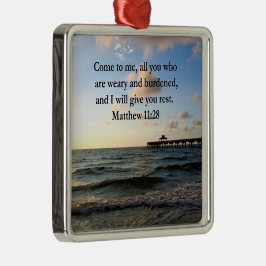 SCHÖNE MATTHEW 11:28 SCRIPTURE VERSE SILBERNES ORNAMENT (Rechts)