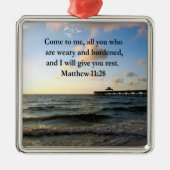 SCHÖNE MATTHEW 11:28 SCRIPTURE VERSE SILBERNES ORNAMENT (Vorne)