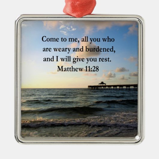 SCHÖNE MATTHEW 11:28 SCRIPTURE VERSE SILBERNES ORNAMENT (Vorne)