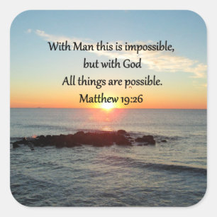 SCHÖNE MATTHEW 19:26 FOTO-DESIGN QUADRATISCHER AUFKLEBER