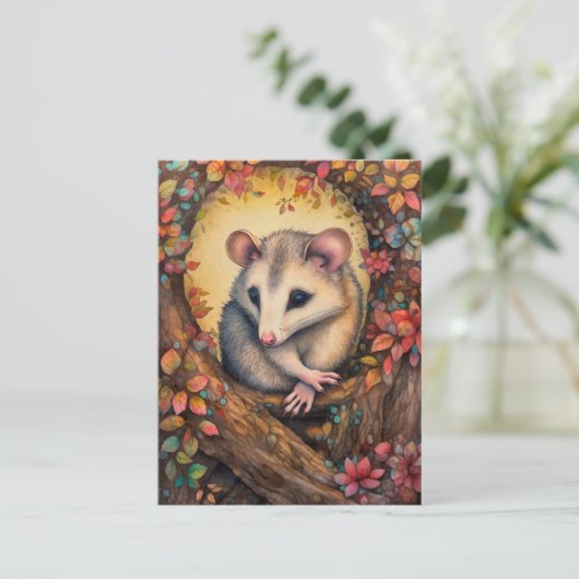 Schöne Maus im Herbst Wald Kunst Postkarte (Stehend Vorderseite)