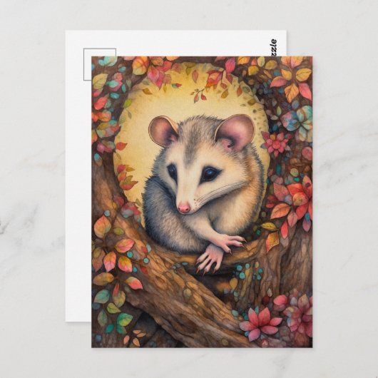 Schöne Maus im Herbst Wald Kunst Postkarte (Vorne/Hinten)