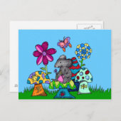 Schöne Maus unter den Pilzen Postkarte (Vorne/Hinten)