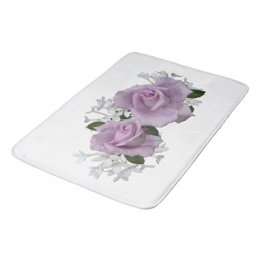Schöne Mauve Rose White Badematte (Schrägansicht)